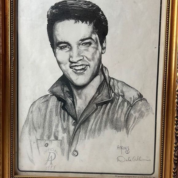 Elvis Presley Pencil Sketch by Dale Adkins Framed Wall Art Decor Print Sketch - Picture 2 of 9